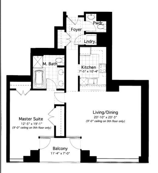 600 N Lake Shore Drive Floorplan - 14 South Tier